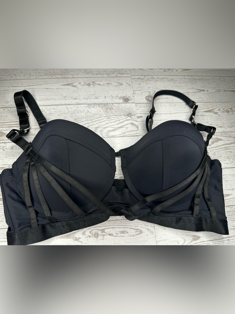 Jezebel Black Strappy Bra Size 38B